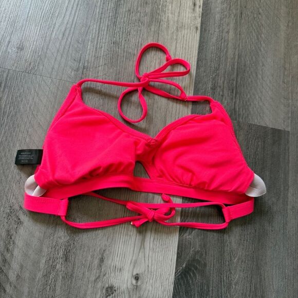 Hurley Bikini Top Neon Pink Peekaboo Cut Out Medium Vacation - Picture 8 of 9